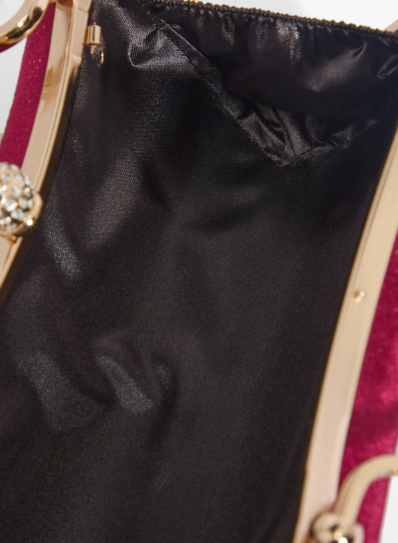 Khizana Red Shimmer Bag With Gold Accent And Top Handle for Women | Best Price UAE